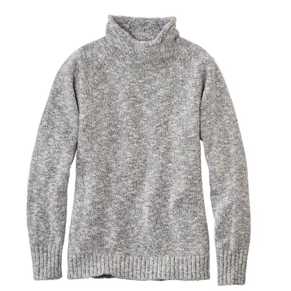 LL Bean Ragg Gray Cotton Mock Neck Pullover Sweater Casual Comfy Soft Medium - Picture 1 of 7